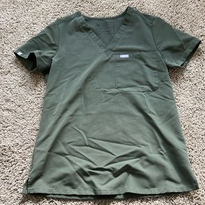 Figs Catarina scrub top XS moss green